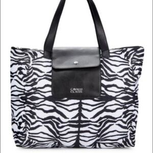 Roberto Cavalli XL Zebra-Print Tote Bag NWT